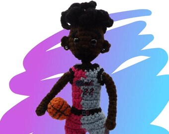 Crochet Miami heat jimmy butler doll, crochet custom sports basketball doll basket