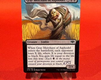 Gray Merchant of Asphodel (GARY) Hand Painted Extended Altered Full Art Magic Card For MTG Commander EDH Mono Black