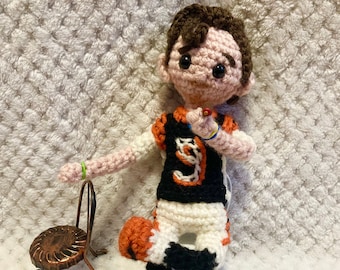 crochet cincinnati bengals joe burrow smoking cigar doll, custom crochet football player