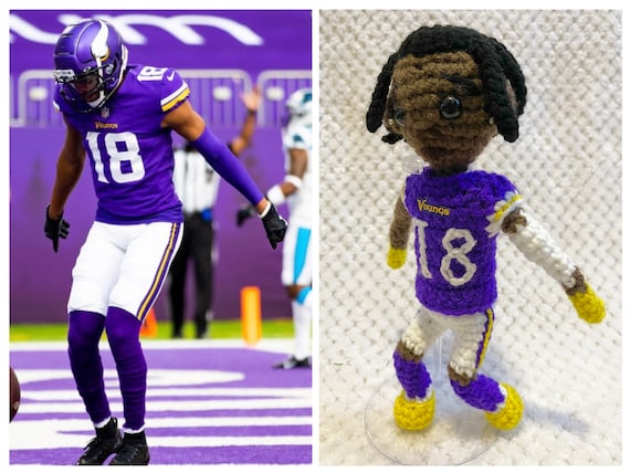 Crochet Minnesota Vikings Justin Jefferson Doll Doing the Griddy