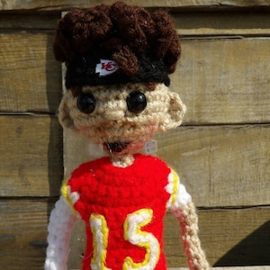 Crochet kansas city chiefs patrick mahomes doll handmade custom football player action figure