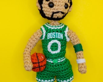 Crochet Boston Celtics Jayson tatum doll, custom crochet basketball player figure