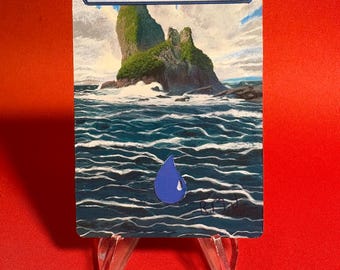Island Hand Painted Extended Altered Full Art Textboxless Basic Land Magic Card For MTG Commander EDH Mono Blue by Kev Walker