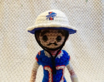 Josh Allen-pop met gehaakte buffelbiljetten met hoed, op maat gemaakte gepersonaliseerde sportpop voor voetballer