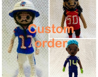 custom crochet sports football, basketball player doll figure