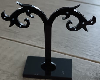 Set of 3 black acrylic tree display stands for earrings