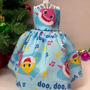 Shark Christmas elf doll dress