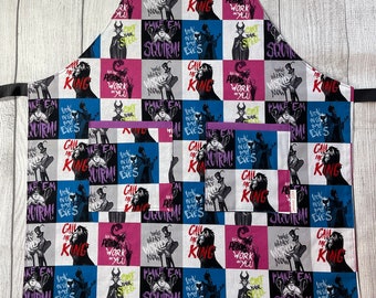 Villains handmade child and adult size apron with pockets