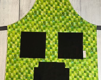 Creeper handmade child and adult size apron with pockets