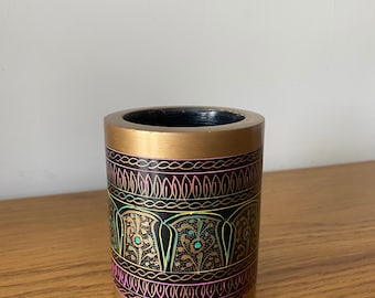 Maceta de lápiz de palisandro pintada a mano