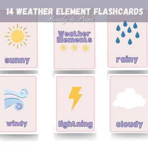 Weather Element Flashcards | Educational Pre-School Cards | Montessori Cards | Digital Download