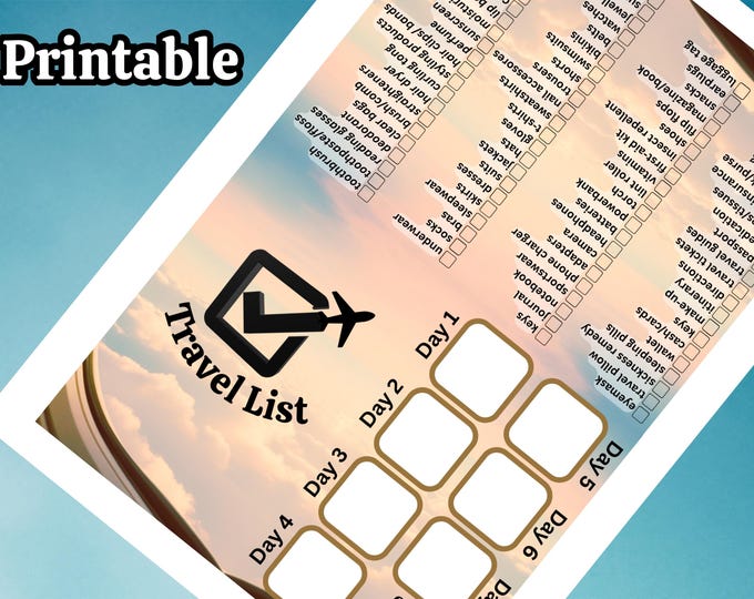 Printable & Editable Travel Packing List | Holiday Planner Checklist