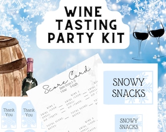 Winter Themed Wine Tasting Party Printable Kit for Birthdays, Dinner Parties, and Bridal Showers