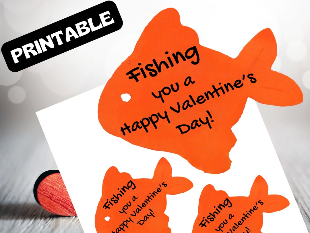 Fishing You A Happy Valentine s Day Printable Favor Tag For Kids And Adults Etsy
