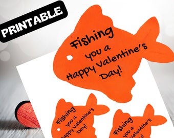 Fishing You A Happy Valentine's Day Printable Favor Tag for Kids and Adults