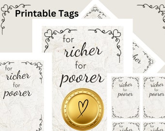 For Richer for Poorer Printable Gift Tag for Wedding Favors