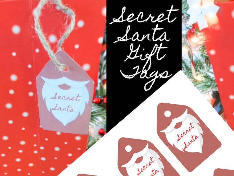 Secret Santa Printable Favor Tag for Christmas Parties image 1