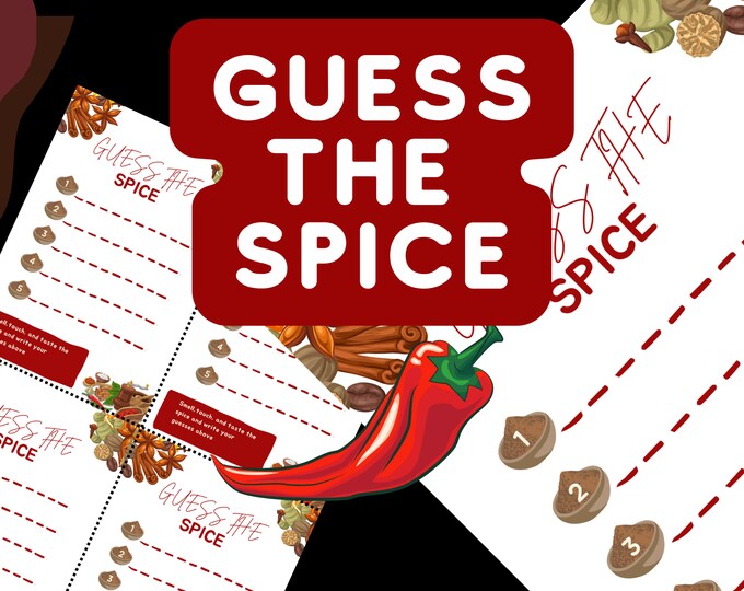 Guess the Spice Printable Party Game for Bridal Showers, Birthday Parties, or a Dinner Party