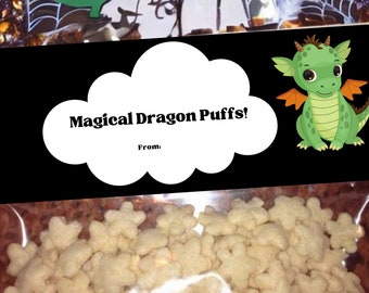 Dragon Puff Printable Treat Bag Topper - Perfect for Popcorn or Cereal Snacks