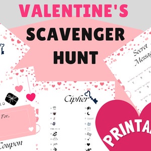 Romantic Scavenger Hunt for Dates Nights  | Birthdays | Anniversaries | Valentines Day Treasure Hunt Printable