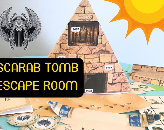 Scarab Tomb Escape Room Printable Pyramid Adventure Game Kids Escape Room Kit