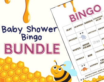 Baby Shower Bee Bingo Bundle Printable Party Games