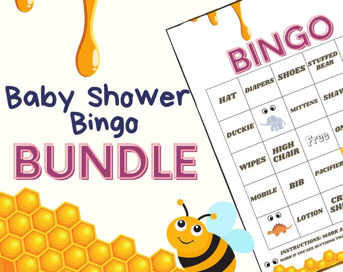 Baby Shower Bee Bingo Bundle Printable Party Games