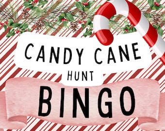 Candy Cane Hunt Bingo Printable Game for Christmas Parties