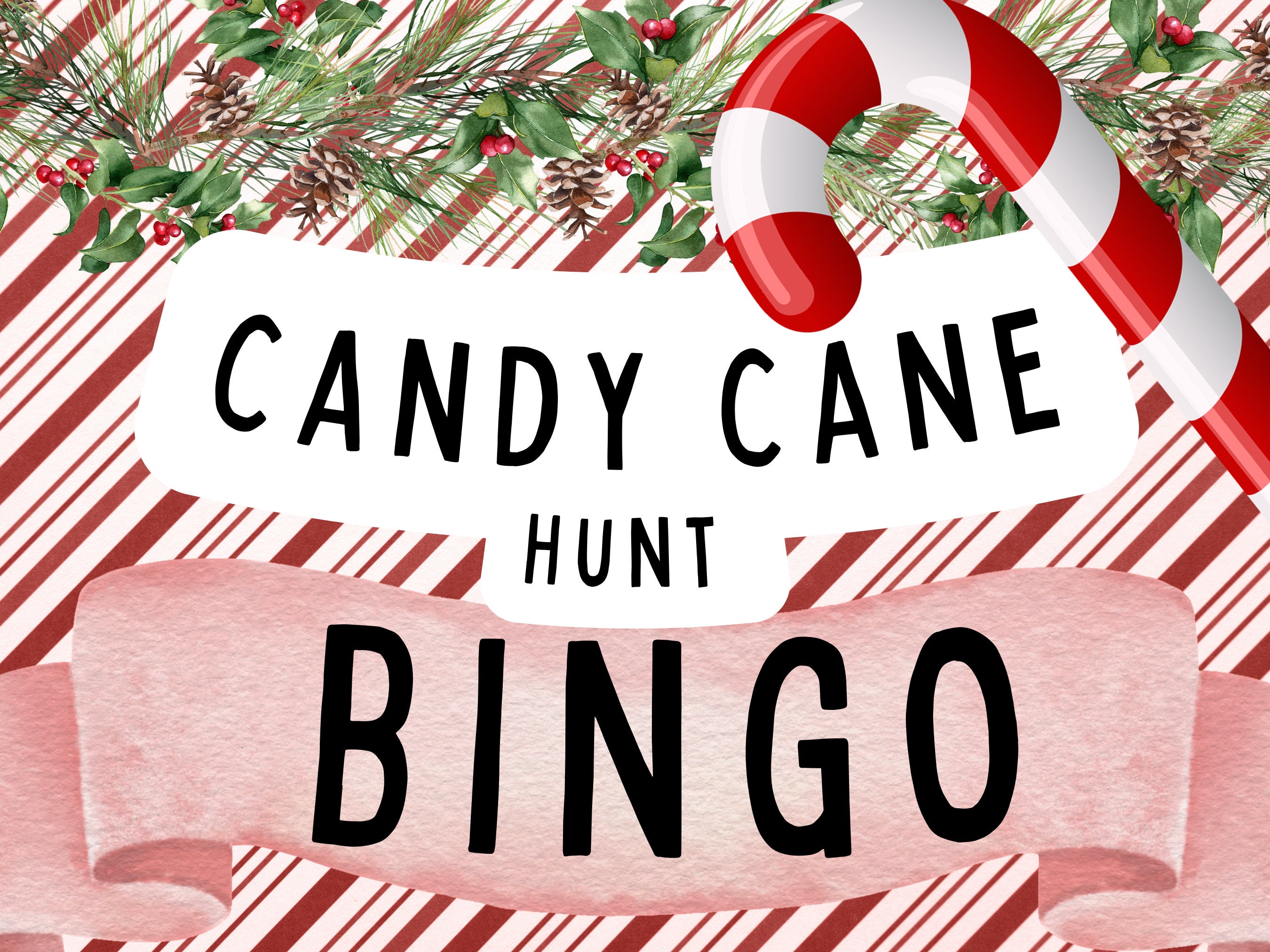 Candy Cane Hunt Bingo Printable Game For Christmas Parties