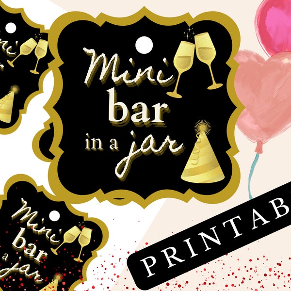 Mini Bar in a Jar Printable Birthday Gift Tag for Coworkers, Friends, and Family