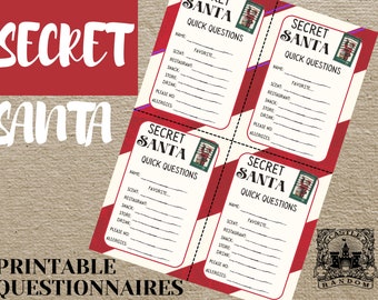 Printable Secret Santa Questionnaire Great form for work, family party, and friendly gatherings