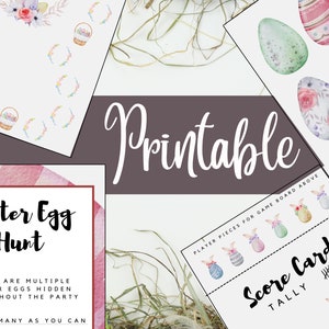 Egg Hunt Deluxe Printable Game with Printable Game Board and Pieces for Kids Parties