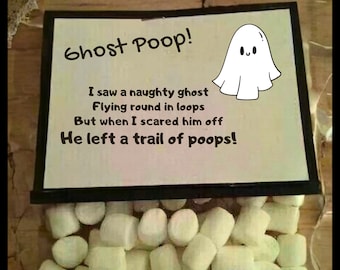 Halloween Ghost Poop Treat Bag Labels - Printable Tags for Marshmallow Goodies