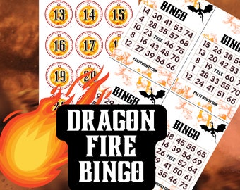 Dragon Fire Bingo Printable Cards - Instant Download
