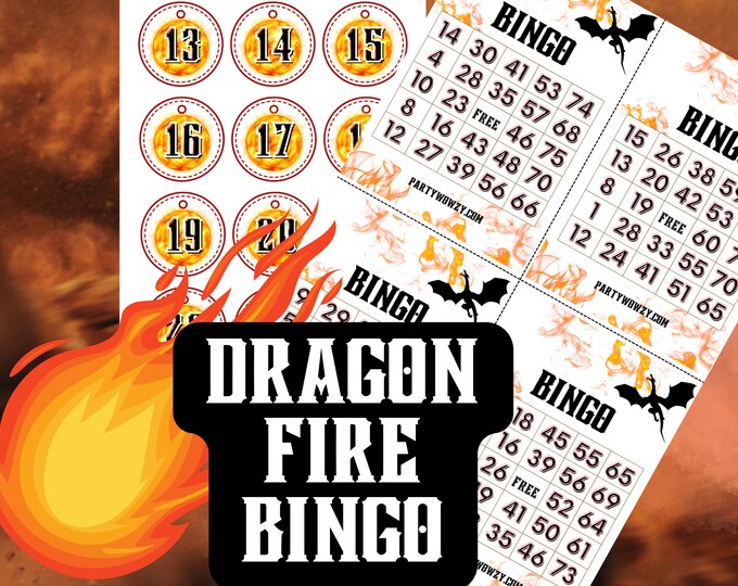 Dragon Fire Bingo Printable Cards - Instant Download