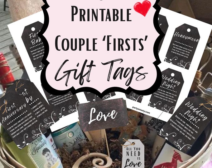 Milestone Moments: Printable Wine & Gift Label Set for Wedding Couple’s Firsts