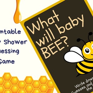 Jeu de prédiction de genre pour les baby showers - What Will Baby Bee ? Activité imprimable