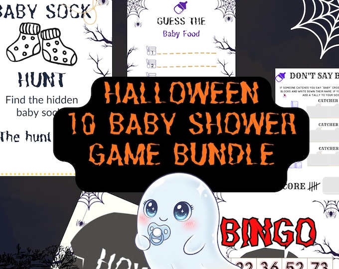 Halloween Baby Shower Printable Game Bundle – Spooky Fun for Moms-to-Be!