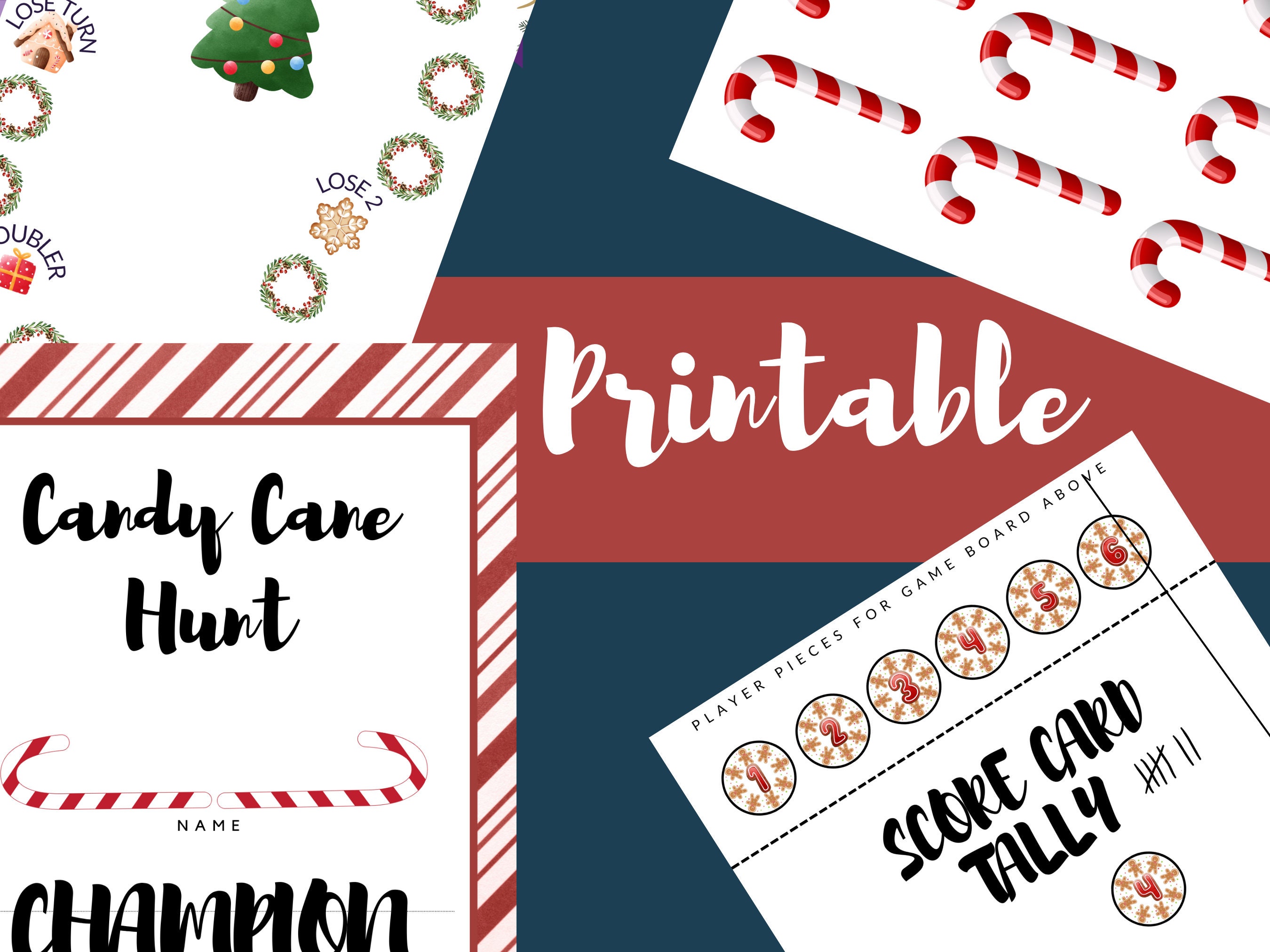 Candy Cane Hunt Printable Game with Board Game