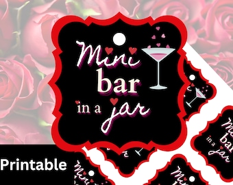 Mini Bar in a Jar Printable Valentine's Gift Tag for Coworkers, Friends, and Family