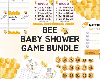 Bee Themed Baby Shower Printable Game Bundle