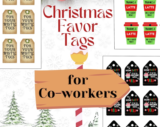 Christmas Favor Tags for Co-workers Bundle