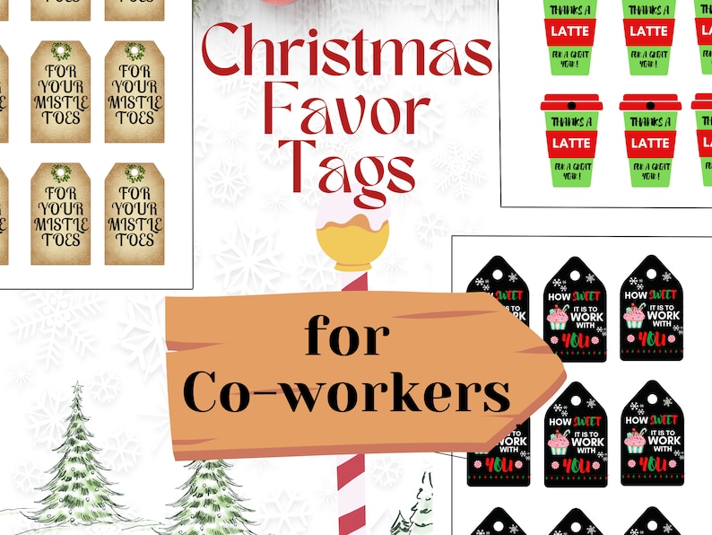 Christmas Favor Tags for Co-workers Bundle image 1
