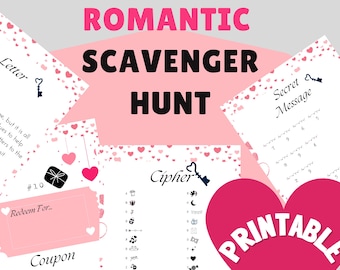 Customizable Romantic Scavenger Hunt for Dates Nights  | Birthdays | Anniversaries | Valentines Day Treasure Hunt Printable