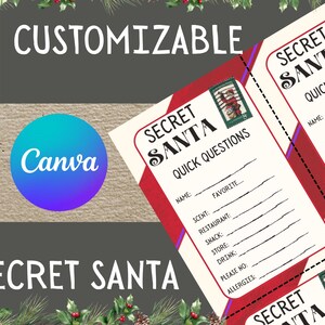 Tarjetas personalizables de amigo secreto para fiestas navideñas en el trabajo, la escuela y la familia