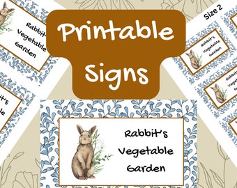 Rabbit's Vegetable Garden Printable Signs for Veggie Platters and Parties