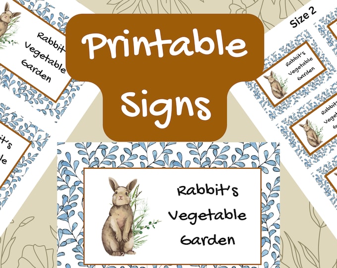 Rabbit's Vegetable Garden Printable Signs for Veggie Platters and Parties