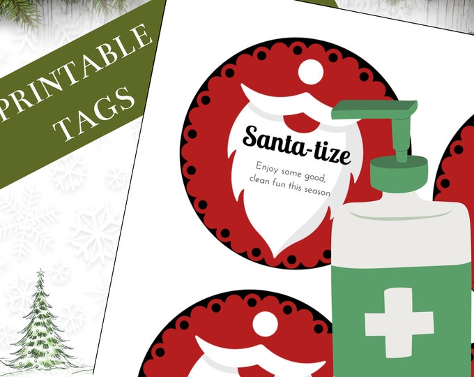 Santa-tize printable favor tags