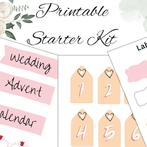 Kit inicial para impressão do calendário do advento do casamento
