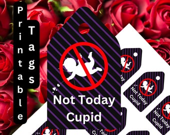 Not Today Cupid Printable Favor Bag Tag for Valentine's Day